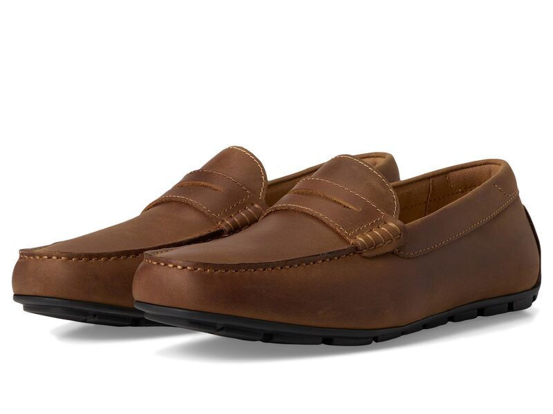 フローシャイム メンズ シューズ スリッポン・ローファー Florsheim Motor Smooth Moc Toe Penny Driver Brown Crazy Hor ブラウン