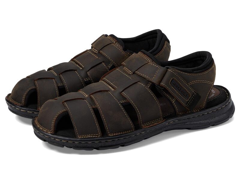 ロックポート メンズ シューズ サンダル Rockport Darwyn Fishermen Brown II Leathe ブラウン