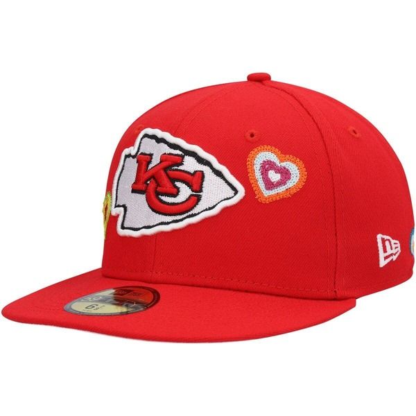 ニューエラ メンズ アクセサリー 帽子 Mens New Era Red Kansas City Chiefs Chain Stitcheart 59FIFTY Fitted Hat Red レッド