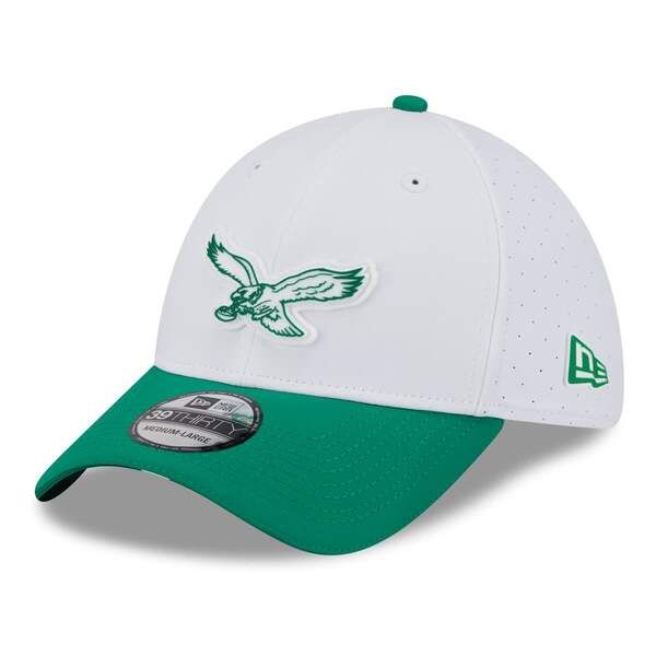 ニューエラ メンズ アクセサリー 帽子 ロゴ Mens New Era WhiteKelly Green Philadelphia Eagles 2025 NFL Training Camp Thro