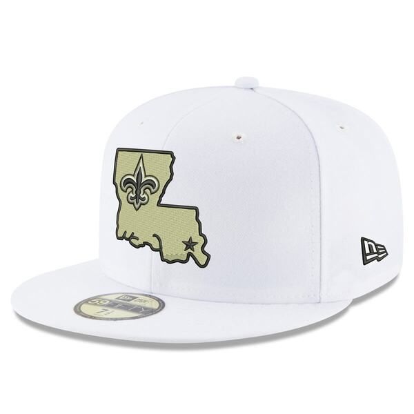 ニューエラ メンズ アクセサリー 帽子 ロゴ Mens New Era White New Orleansaints Omahalternate Logo 59FIFTY Fitted Hat Whi