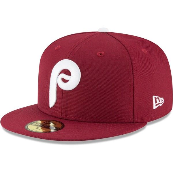 ニューエラ メンズ アクセサリー 帽子 ウール Mens New Era Maroon Philadelphia Phillies Cooperstown Collection Wool 59FIFT
