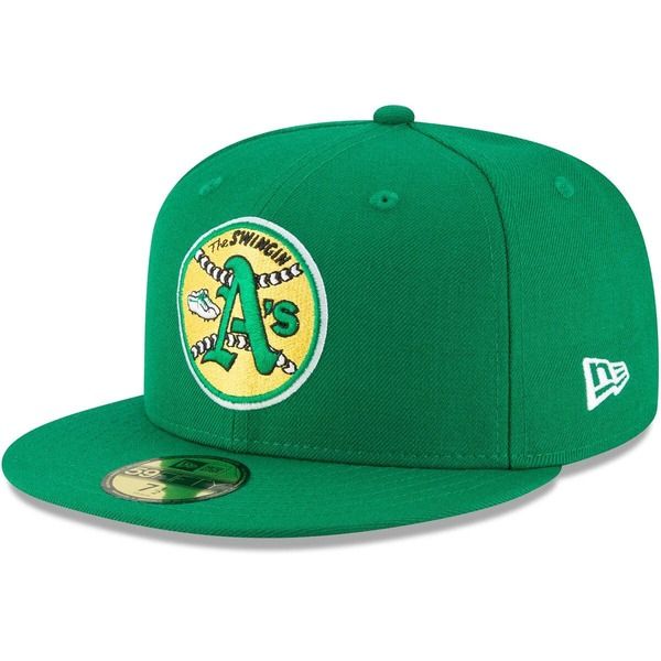 ニューエラ メンズ アクセサリー 帽子 ウール Mens New Era Green Oakland Athletics Cooperstown Collection Wool 59FIFTY Fit