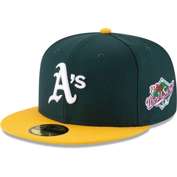 ニューエラ メンズ アクセサリー 帽子 ウール Mens New Era Green Oakland Athletics 1989 World Series Wool 59FIFTY Fitted H