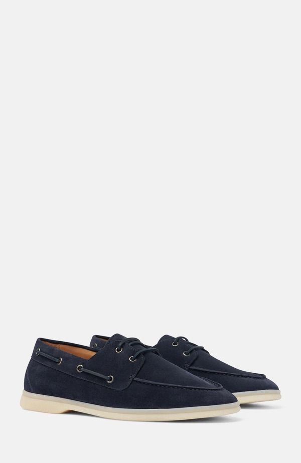 スカロッソ メンズ シューズ スリッポン・ローファー SCAROSSO Lio Boat Shoes Blue Suede ブルー