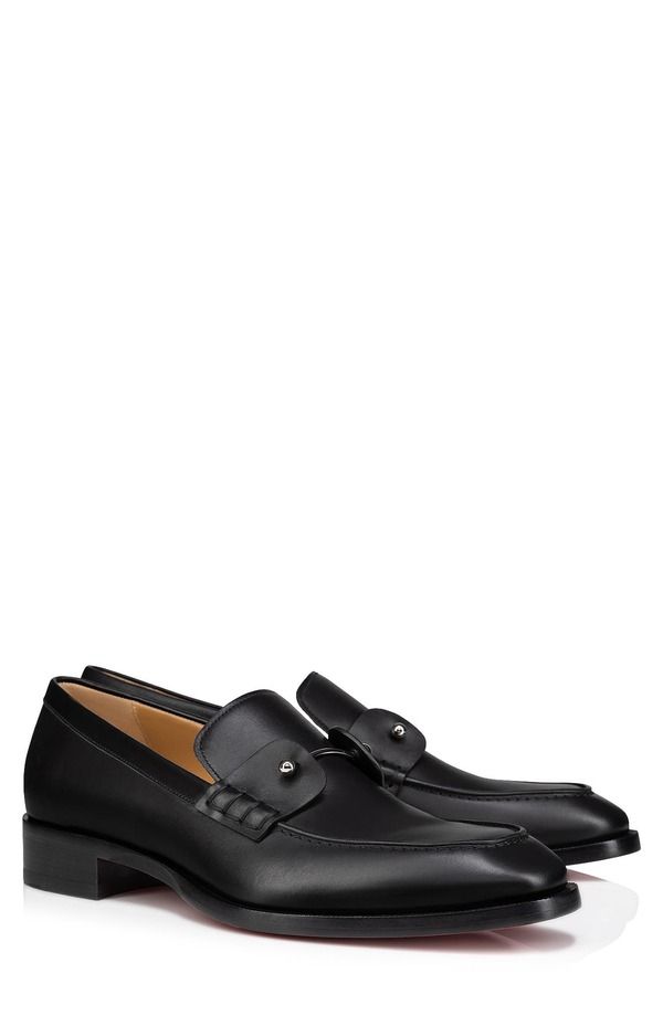 クリスチャン・ルブタン メンズ シューズ スリッポン・ローファー Christian Louboutin Chambelimoc Flat Loafer Black ブラック