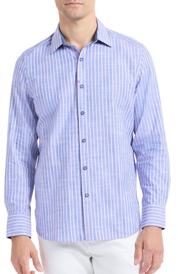 ロバートグラハム メンズ トップス シャツ コットン Robert Graham Fardella Stripe cotton button up Indigo インディゴ