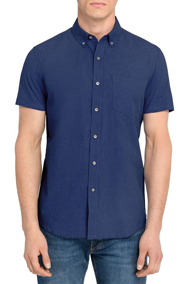ダブリューアールケー メンズ トップス シャツ スリムフィット コットン ダウン WRK Reworked Slim Fit Solid Short Sleeve Cotton ButtonDown