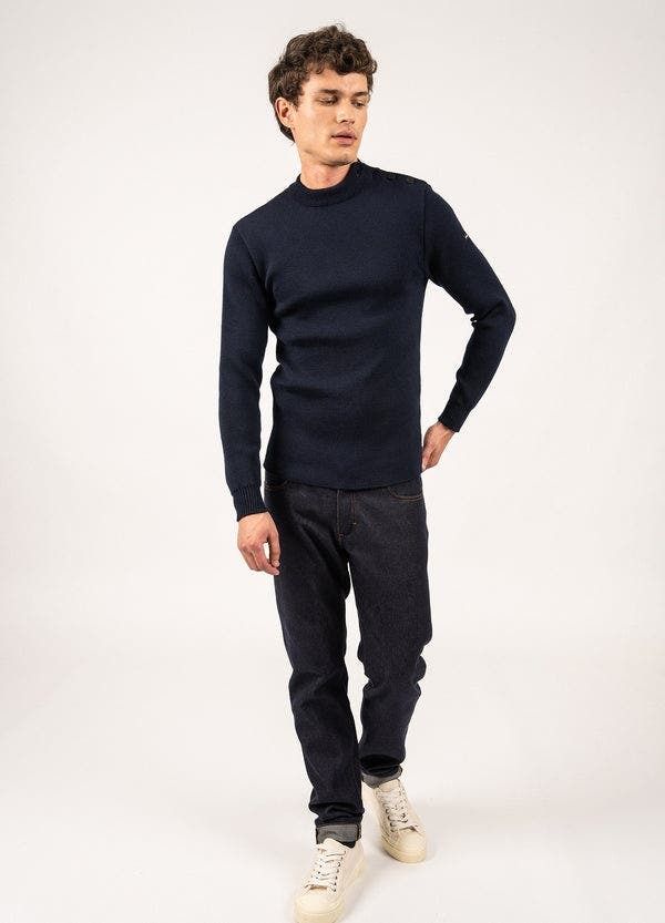 セイントジェームス メンズ アウター パーカー・スウェット ウール セーター Saint James MATELOT Wool Fisherman Sweater with Button Should