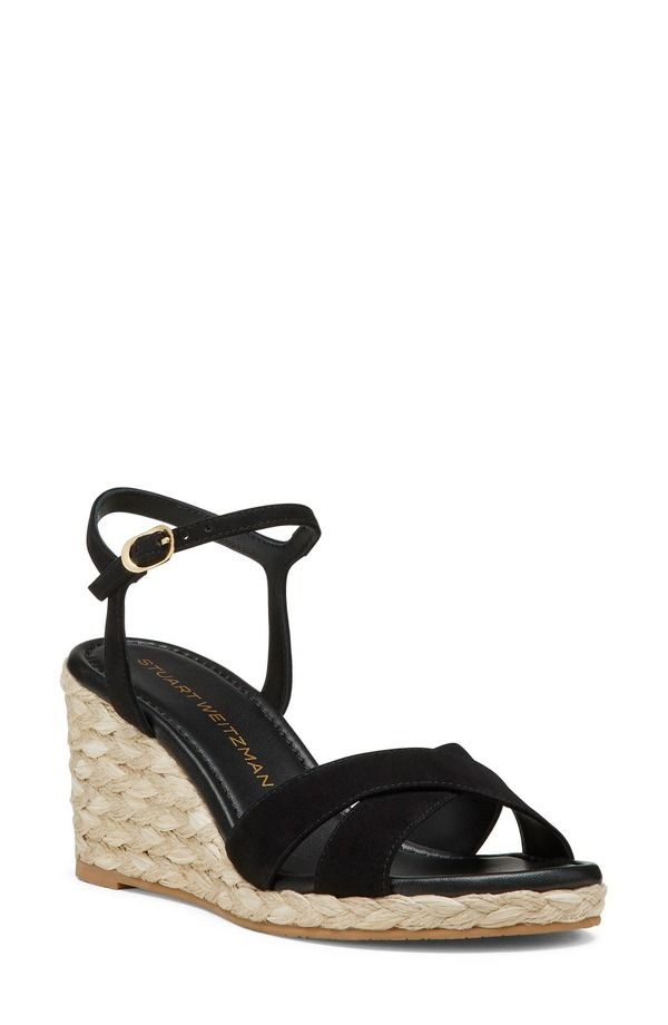 スチュアート ワイツマン レディース シューズ サンダル Stuart Weitzman Dayna Espadrille Wedge Sandal Black Natural ブラック