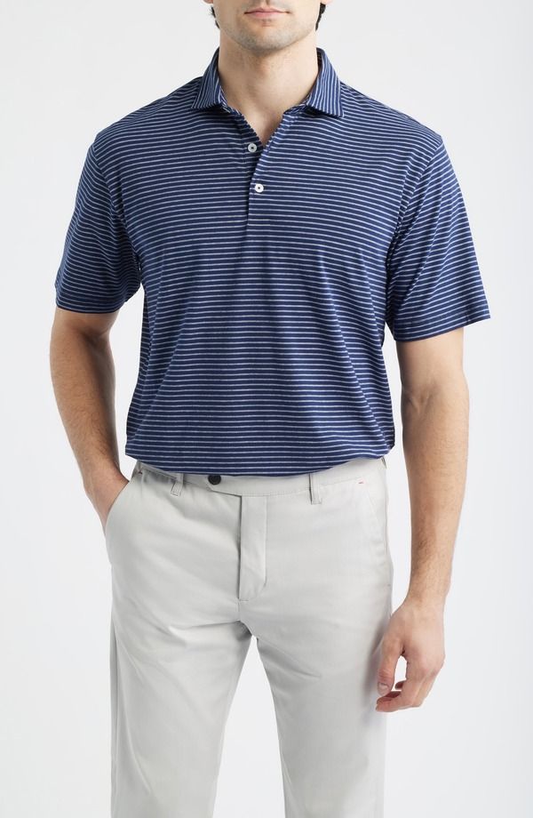 ピーター・ミラー メンズ トップス ポロシャツ コットン Peter Millar Crown Flex Pima Cotton Blend Polo Navy ネイビー