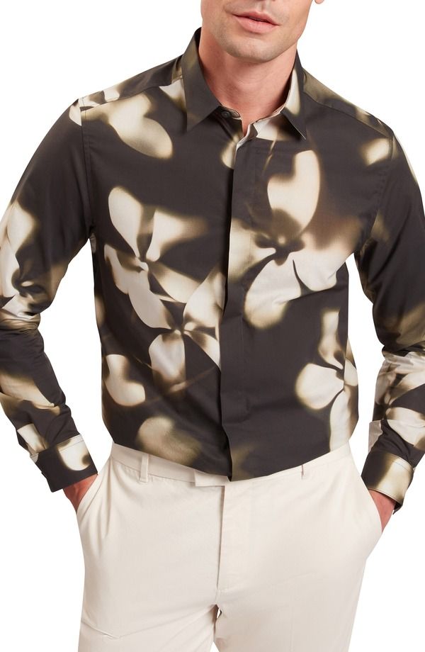 テッドベーカー メンズ トップス シャツ フラワー柄 プリント フラワー グラフィック Ted Baker Wrenin Photographic Floral Print ButtonUp Shir
