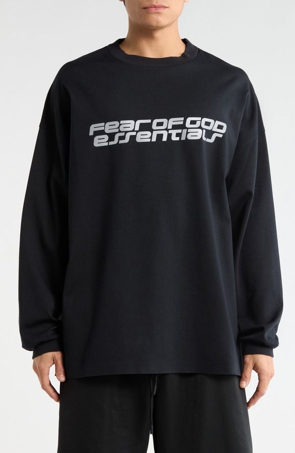 フィアオブゴッド メンズ トップス Tシャツ ロゴ グラフィック Fear of God Essentials 90s Logo Long Sleeve Graphic TShirt Vintage