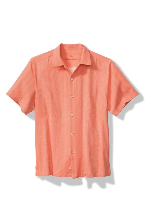 トッミーバハマ メンズ トップス シャツ シルク Tommy Bahamaui Border Silk Short Sleeve ButtonUp Shirt Bright Peach ピーチ
