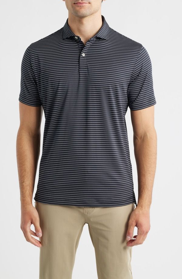 ジョニー オー メンズ トップス ポロシャツ johnnieO Beau Striperformance Polo Black ブラック