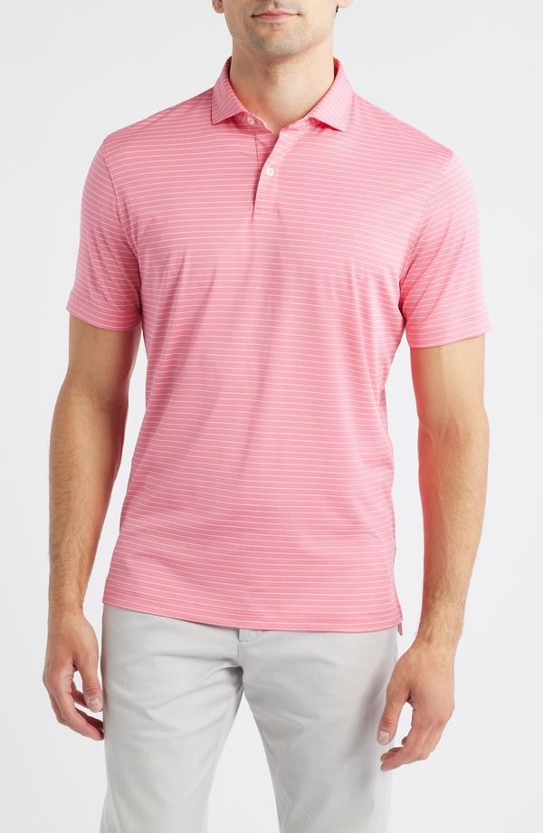 ジョニー オー メンズ トップス ポロシャツ johnnieO Beau Striperformance Polo Pink Lemonade ピンク