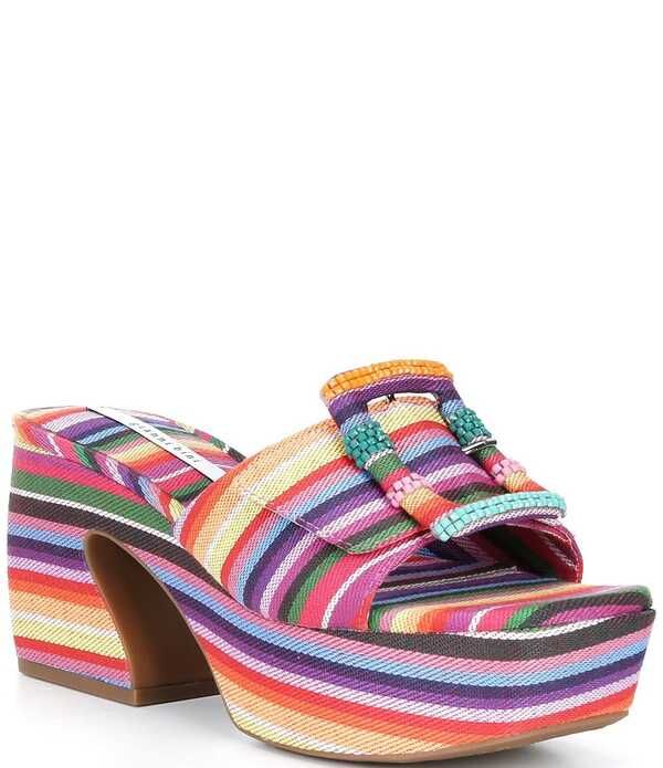 ジャンビニ レディース シューズ サンダル プラットフォーム Gianni Bini Anders Two Mismatched Beaded Buckle Platform Slide Sandal