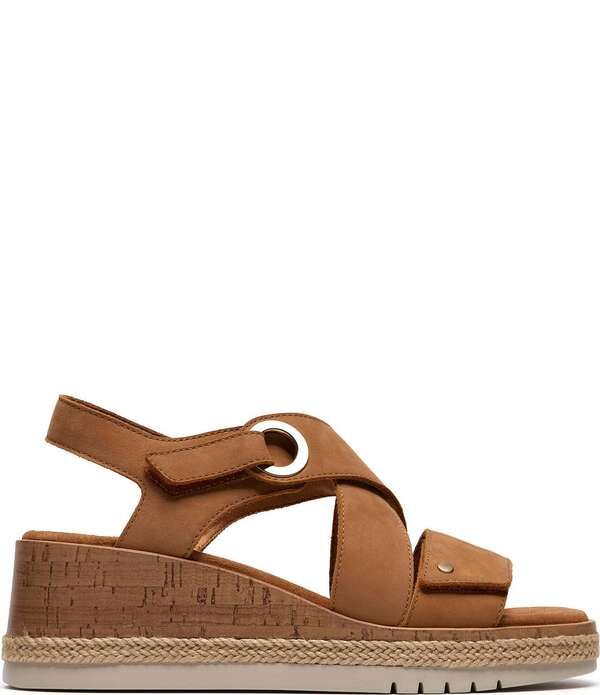 クラークス レディース シューズ サンダル スエード Clarksignature Kidiki Sunubuck Suede Wedge Sandals Tan タン