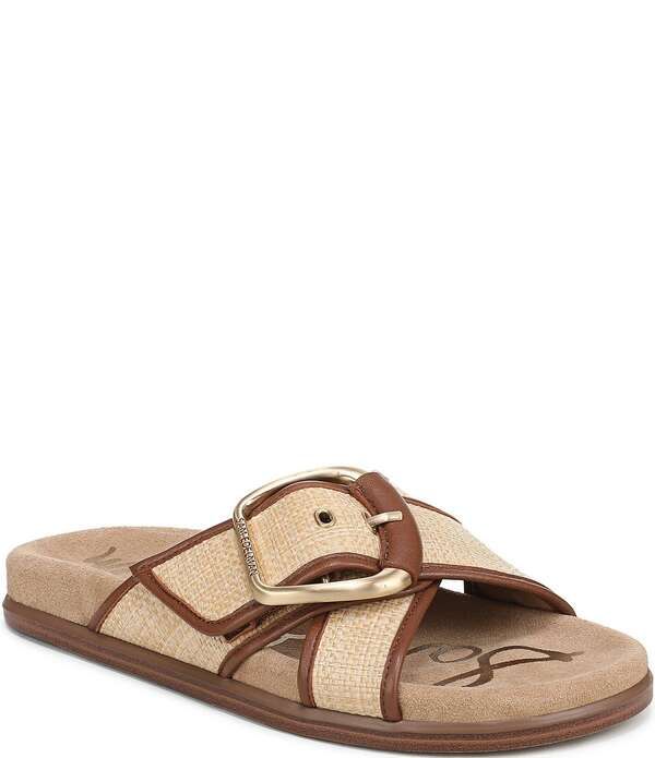 サムエデルマン レディース シューズ パンプス サンダル Sam Edelman Darla Basket Weave Multi Cross Buckle Hardware Slide Sandal