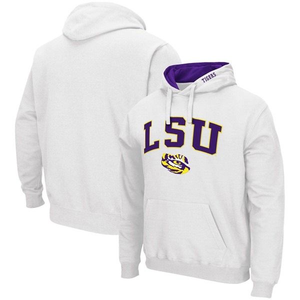 コロシアム メンズ アウター パーカー・スウェット ロゴ Mens Colosseum White LSU Tigers Arch Logo 30 Pullover Hoodie White ホワイト