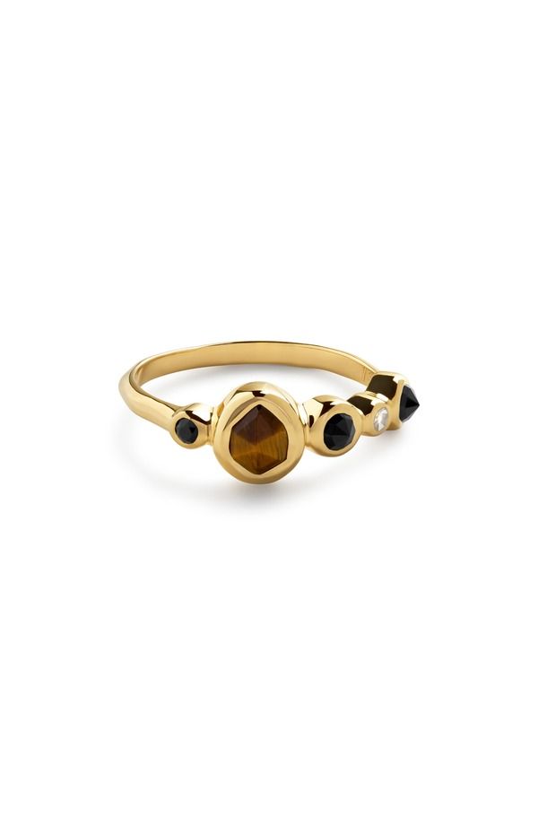 モニカヴィナダー レディース アクセサリー 指輪 Monica Vinader Siren Gradient Stone Ring 18K Gold Vermeil Tigers Eye ゴールド