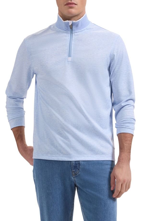 ブガッチ メンズ アウター パーカー・スウェット ハーフジップ Bugatchi Softouch Quarter Zipullover Air Blue ブルー