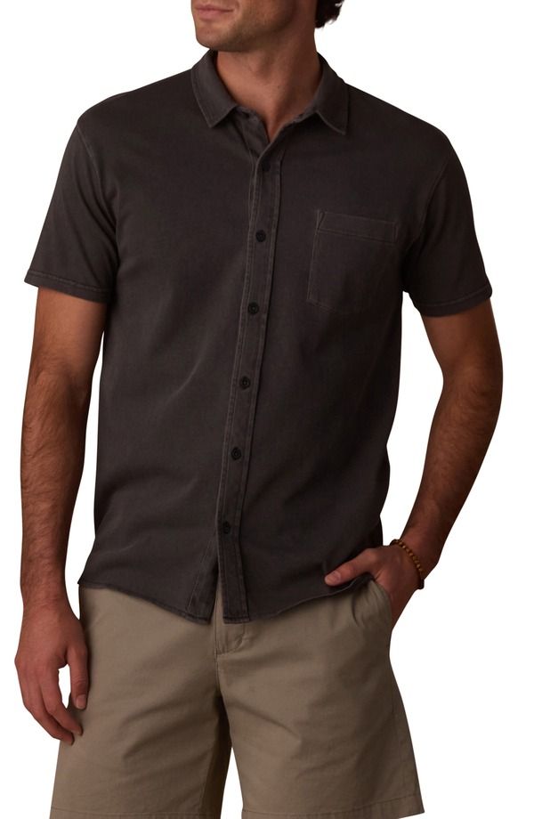 ノーマルブランド メンズ トップス シャツ コットン ジャージー The Normal Brand Normal Short Sleeve Cotton Jersey ButtonUp Shirt S
