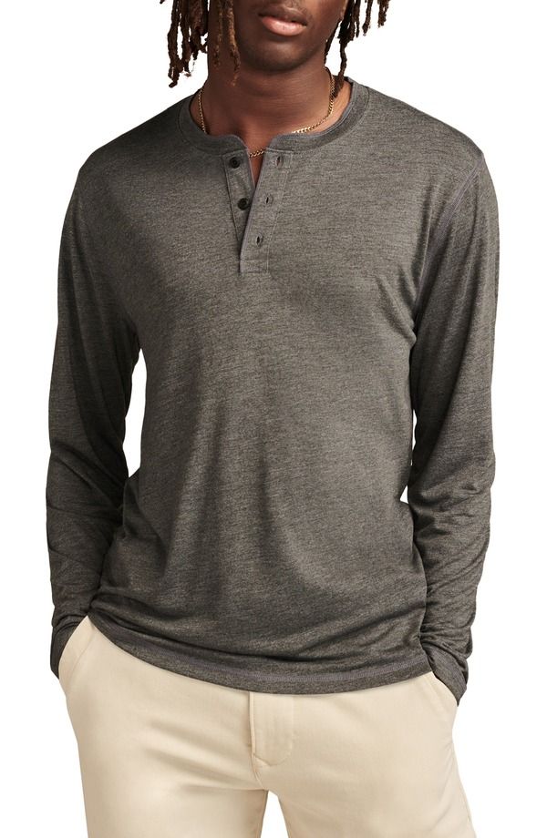 ラッキーブランド メンズ トップス Tシャツ ジャージー Lucky Brand Long Sleeve Slub Jersey Henley Charcoal Heather チャコール