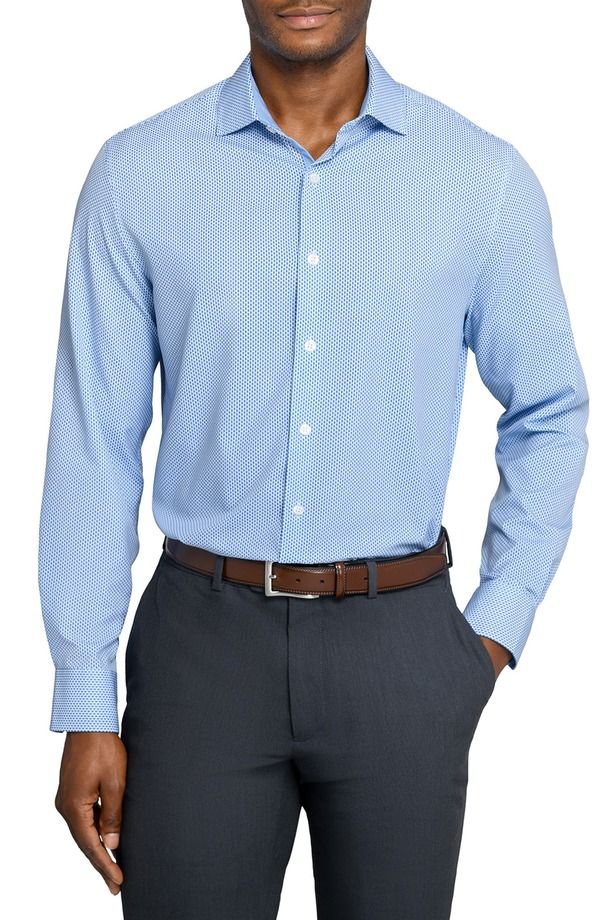 ダブリューアールケー メンズ トップス シャツ レギュラーフィット プリント WRK Regular Fitile Print Performance Dresshirt White Blue ホワイ