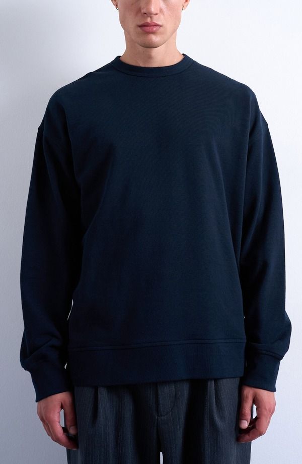 トップマン メンズ アウター パーカー・スウェット シャツ コットン Topman Lightweight Oversize Cotton Sweatshirt Navy ネイビー
