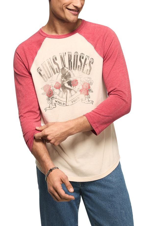 ラッキーブランド メンズ トップス Tシャツ グラフィック Lucky Brand Guns N Rose Graphic Baseball TShirt Red Multi レッド