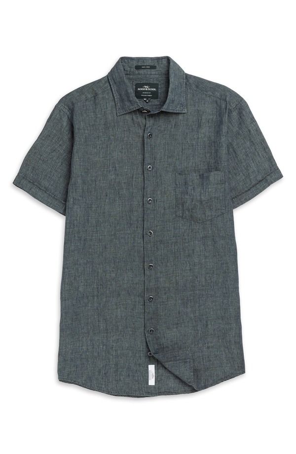 ロッドアンドグン メンズ トップス シャツ リネン Rodd Gunn Palm Beach Sports Fit Short Sleeve Linen ButtonUp Shirt Ash アッシュ