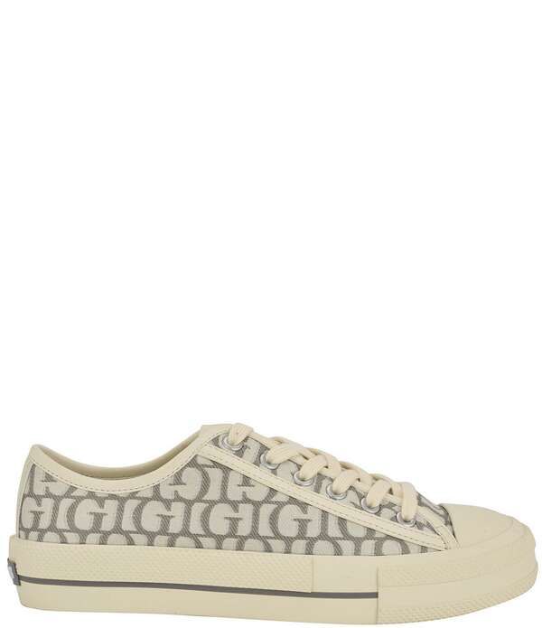 ゲス レディース ボトムス カジュアルパンツ プリント スニーカー レース ロゴ Guess Carey Logo Printed Fabric LaceUp Sneakers Medium Grey