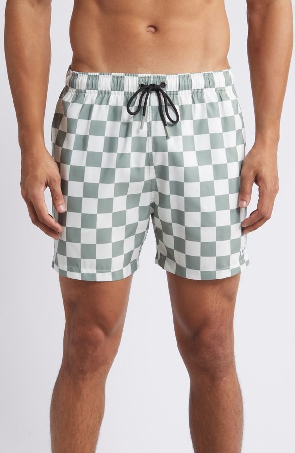 ボーディーズ メンズ 水着 ハーフパンツ・ショーツ Boardies Nico Checkerboard Swim Trunks Green Cream クリーム