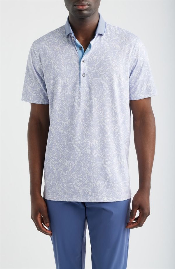 グレイソン メンズ トップス ポロシャツ プリント Greyson Island Hunt Leaf Print Performance Golf Polo Jellyfish