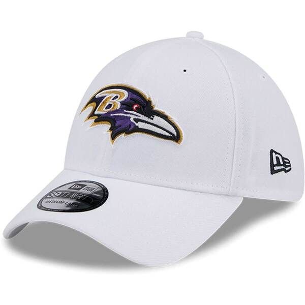 ニューエラ メンズ アクセサリー 帽子 Mens New Era White Baltimore Ravens Main 39THIRTY Flex Hat White ホワイト