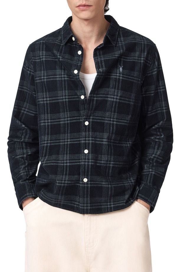オールセインツ メンズ トップス シャツ コーデュロイ AllSaints Rockley Corduroy ButtonUp Shirt Surge Black ブラック