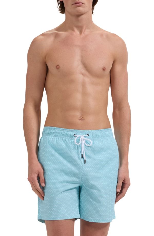 ブガッチ メンズ 水着 ハーフパンツ・ショーツ プリント Bugatchi Kai Palm Print Swim Trunks Aqua アクア