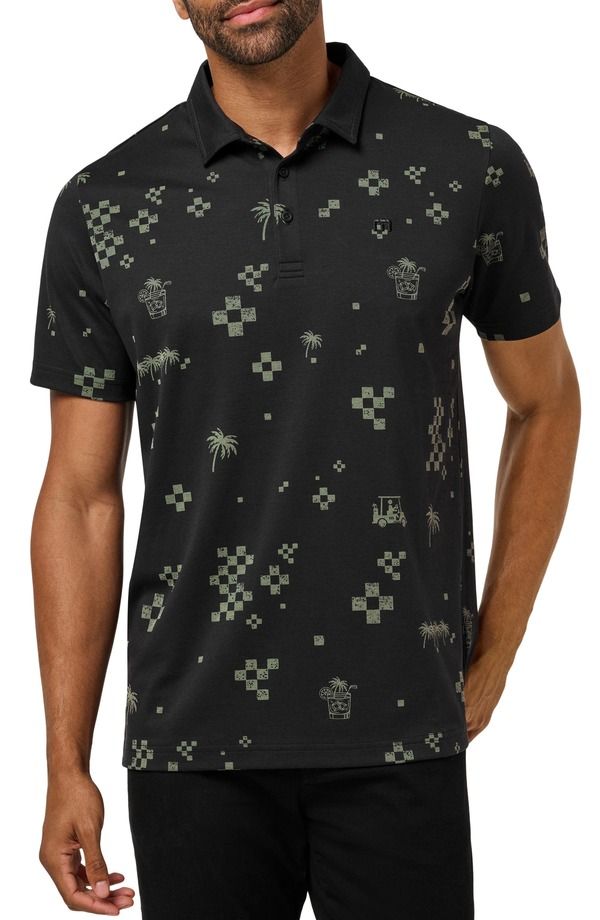 トラビスマヒュー メンズ トップス ポロシャツ プリント TravisMathew Beverage Cart Print Polo Black ブラック