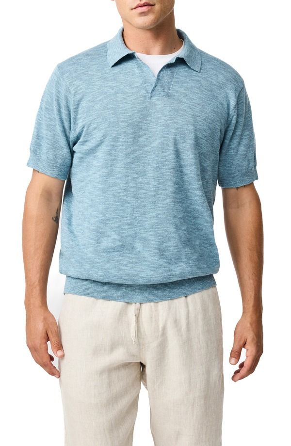 ロッドアンドグン メンズ トップス ポロシャツ コットン リネン Rodd Gunn Poison Bay Linen Cotton Slub Polo Aegean