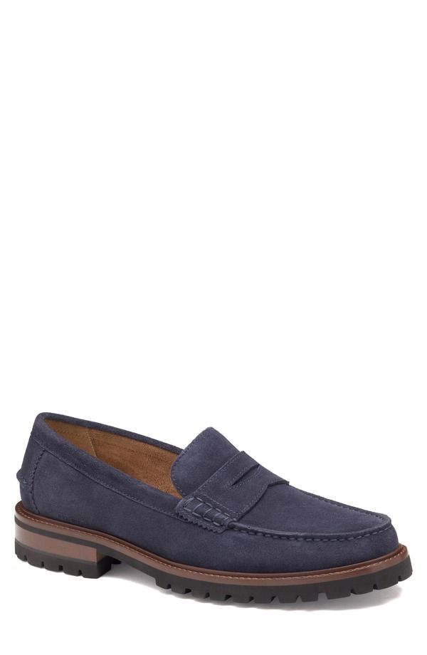 ジョンストンアンドマーフィー メンズ シューズ スリッポン・ローファー Johnston Murphy Collier Penny Loafer Navy Suede ネイビー