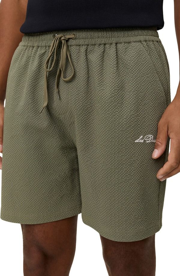レ ドゥ メンズ 水着 ハーフパンツ・ショーツ ショートパンツ Les Deux Stan Seersucker Swim Shorts Lichen Green グリーン