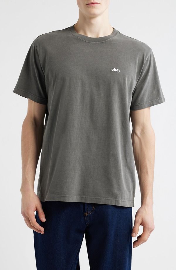 オベイ メンズ トップス Tシャツ コットン ロゴ Obey Cotton Logo TShirt Pigment Digital Black ブラック