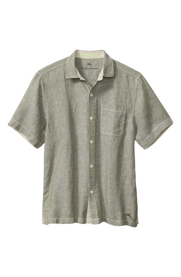 トッミーバハマ メンズ トップス シャツ リネン Tommy Bahama Paradise Breezer Short Sleeve Linen ButtonUp Shirtea Leaf