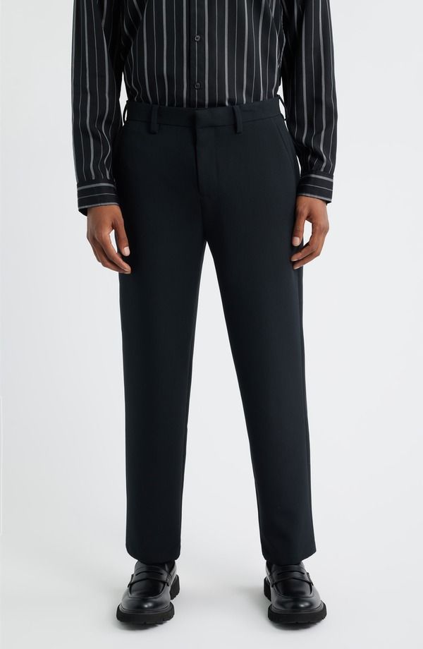 オープンエディット メンズ ボトムス カジュアルパンツ Open Edit Flat Frontapered Stretch Twill Dress Pants Black Caviar ブラック