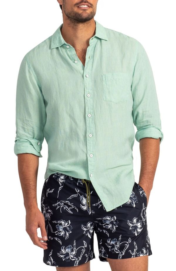ロッドアンドグン メンズ トップス シャツ リネン Rodd Gunn Coromandel ButtonUp Linen Shirt Mint ミント