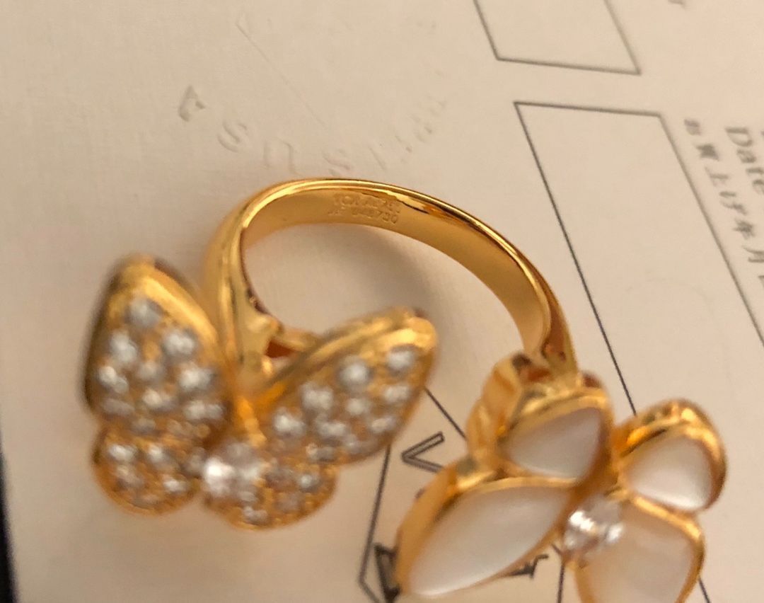 Vca Van Cleef & Arpels バタフライ リング?Van Cleef & Arpels オープン リング、Two Butterfly ジュエリー シリーズ｜本日限定特価｜新品未使用-MM輸入