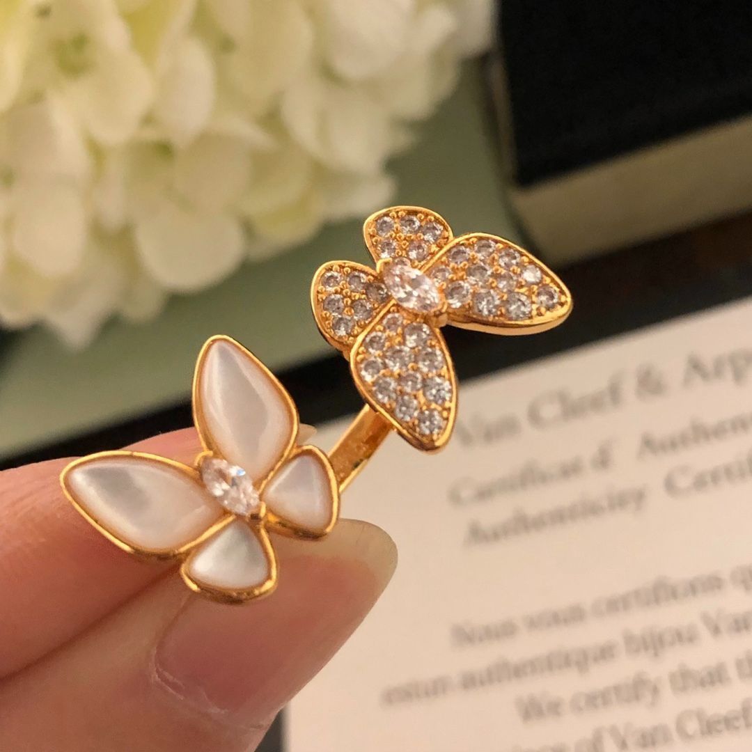 Vca Van Cleef & Arpels バタフライ リング?Van Cleef & Arpels オープン リング、Two Butterfly ジュエリー シリーズ｜本日限定特価｜新品未使用-MM輸入