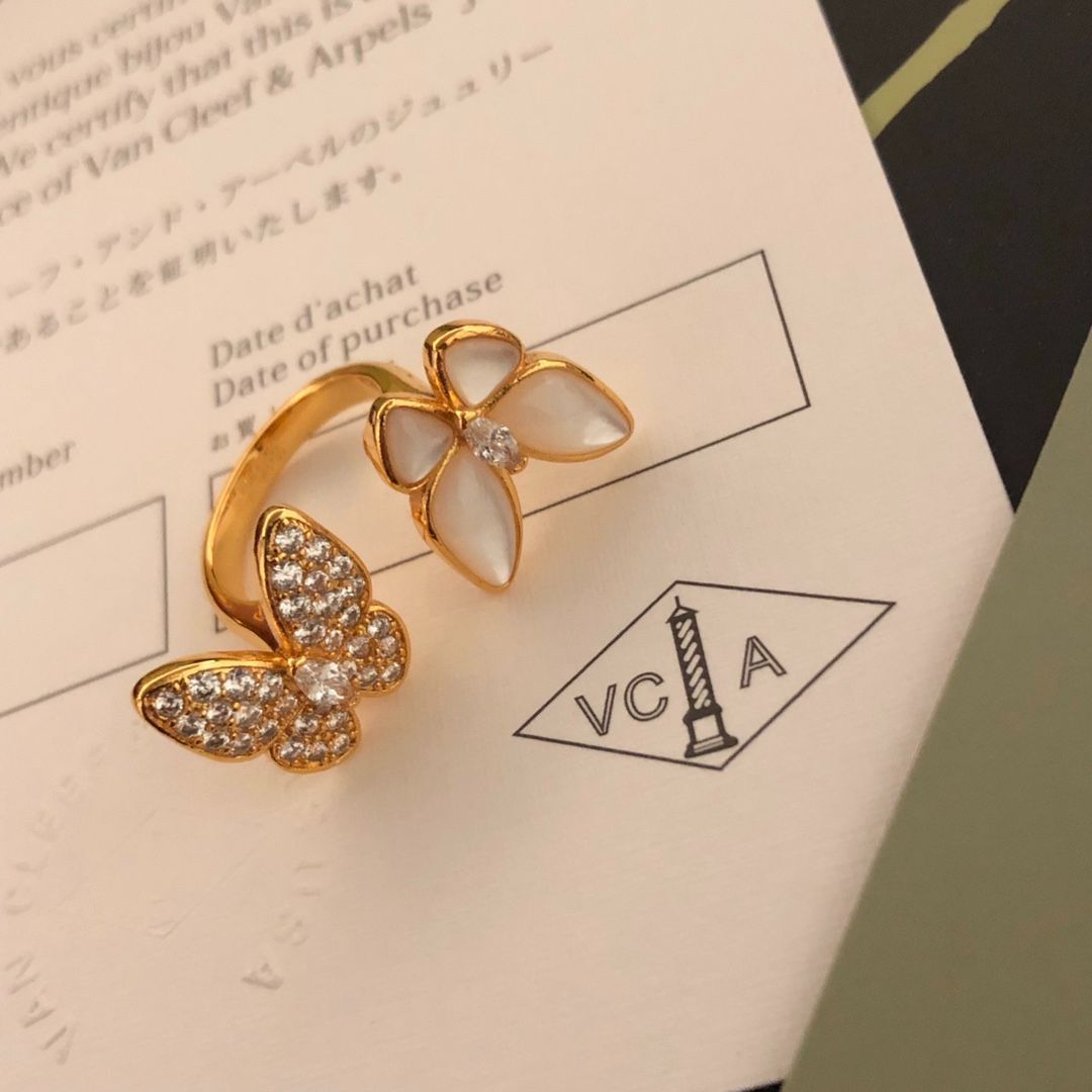 Vca Van Cleef & Arpels バタフライ リング?Van Cleef & Arpels オープン リング、Two Butterfly ジュエリー シリーズ｜本日限定特価｜新品未使用-MM輸入