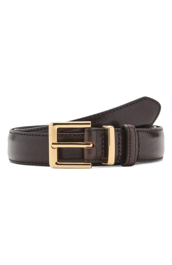 マンゴ レディース アクセサリー ベルト レザー MANGO Leather Belt Chocolate チョコレート